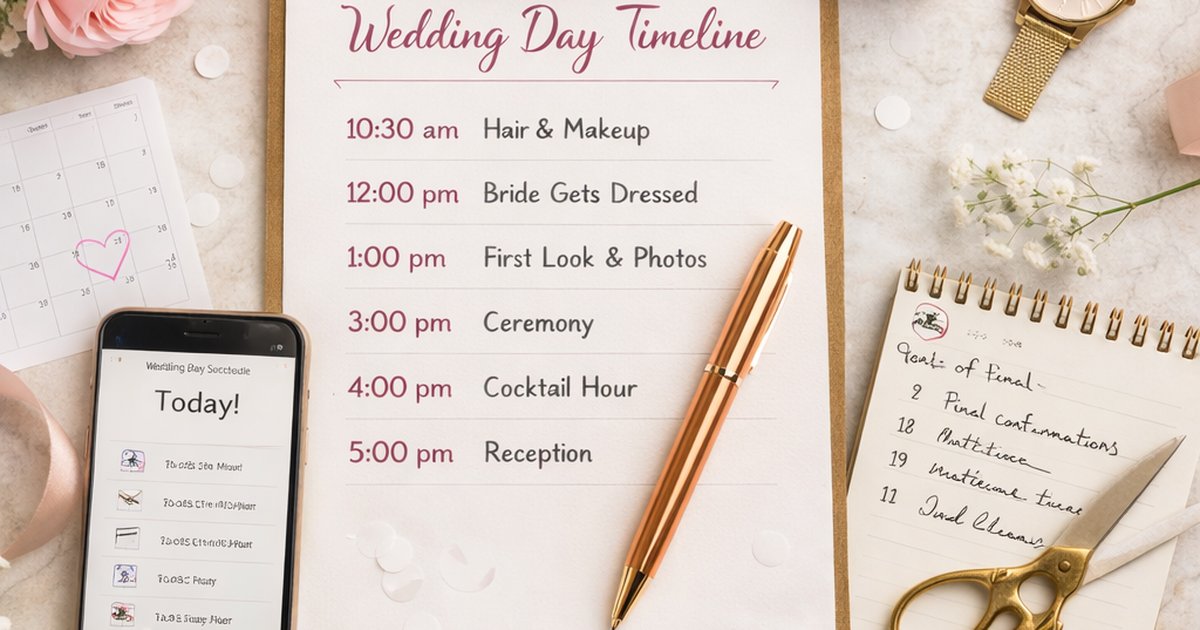 A minute-by-minute wedding day timeline